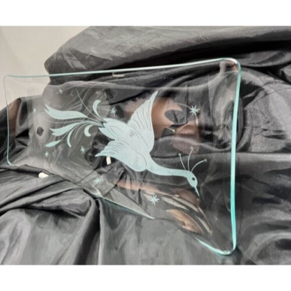 Vintage Etched Bird Vanity Tray Clear Glass Home Accessories Decor Nautical - Picture 5 of 11